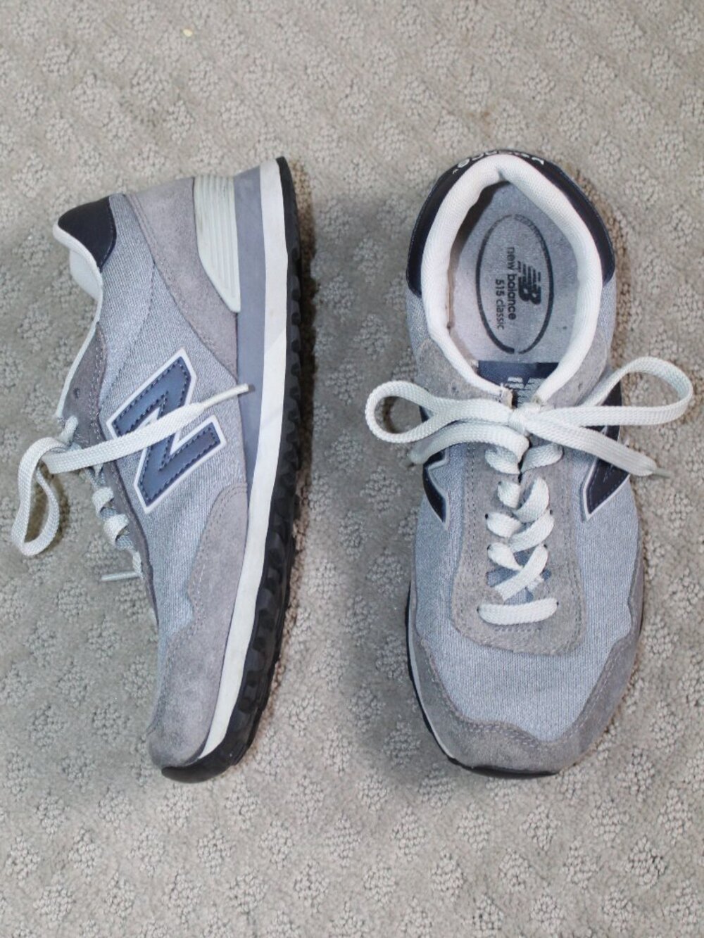 New Balance WL515RTB Size 9 Grey Suede Blue Fabric Athletic Sneakers